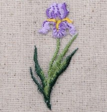 Small - Purple Iris - Single Flower/Spring - Iron on Applique/Embroidered Patch