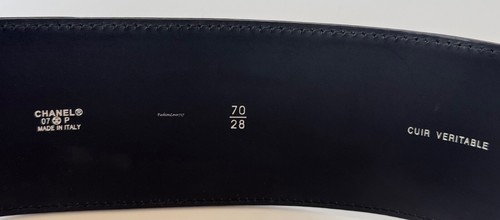 CINTURA LARGA CHANEL 07P PASSERELLA NERA VERNICE ARGENTO LOGO CC 70 28 - Foto 10 di 21