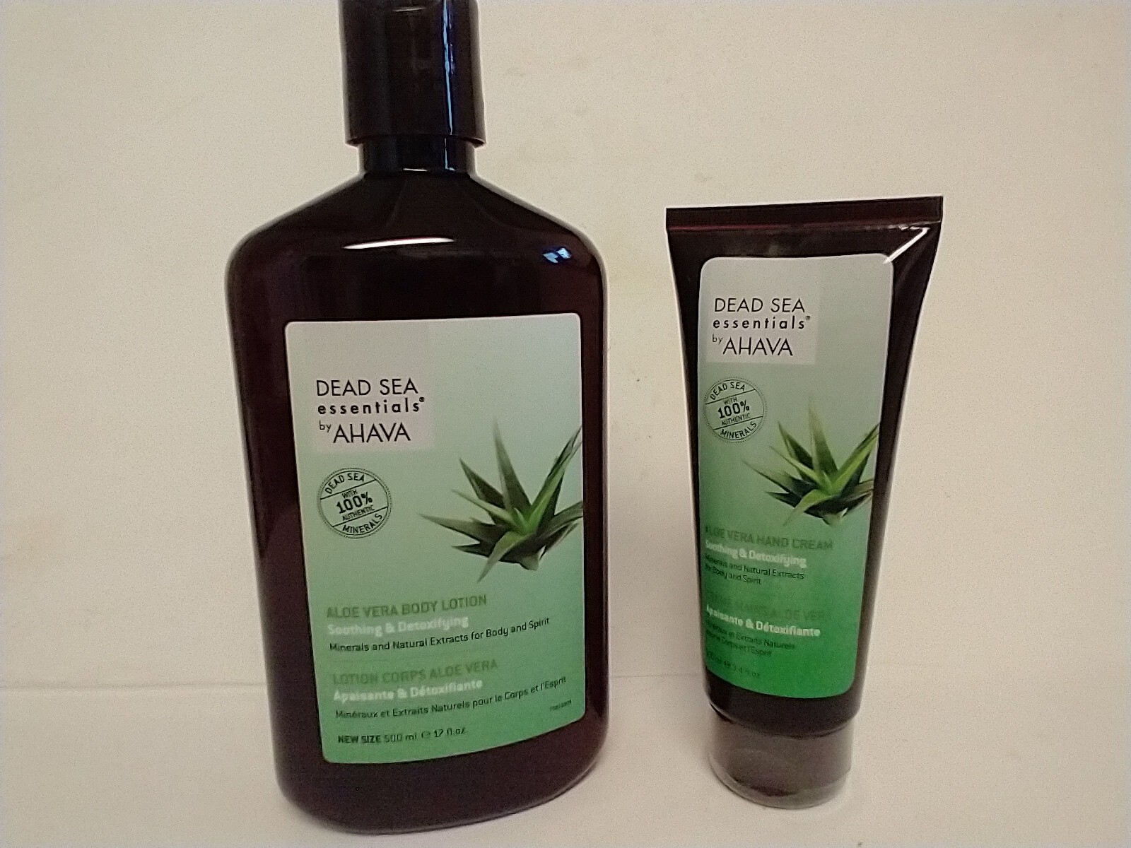 AHAVA Dead Sea Minerals Aloe Vera Bundle, 17oz Lotion & 3.4oz, DISCONTINUED