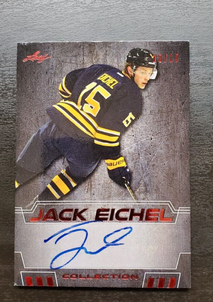 2016 Leaf Jack Eichel Collection Red Foil RC Auto 10/15 #JE-19 Buffalo Sabres