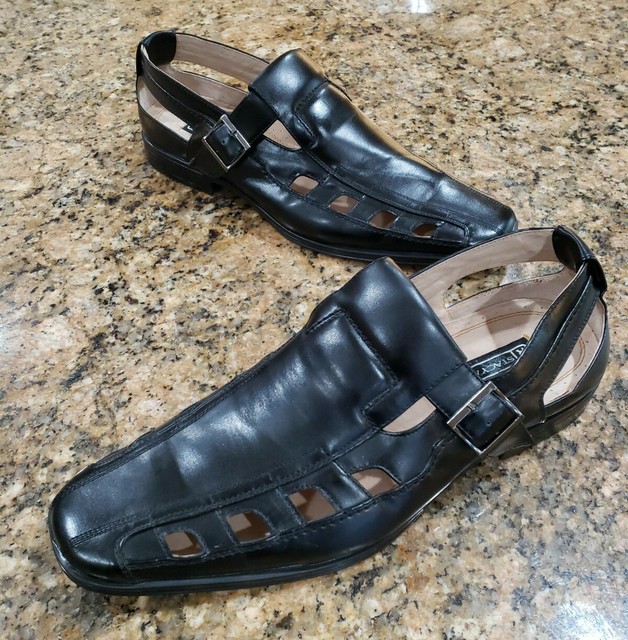 Stacy Adams Black Buckle Fisherman Sandals Mens Comfort Shoes 11 eBay