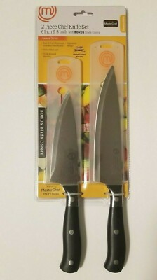 MasterChef Essentials 2-Piece 8'' & 6'' CHEF KNIFE SET w/ Blade Covers Kitchen NEW