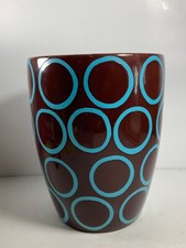 Ceramic Brown  Turquoise Rings 10 inch Bathroom Trashcan