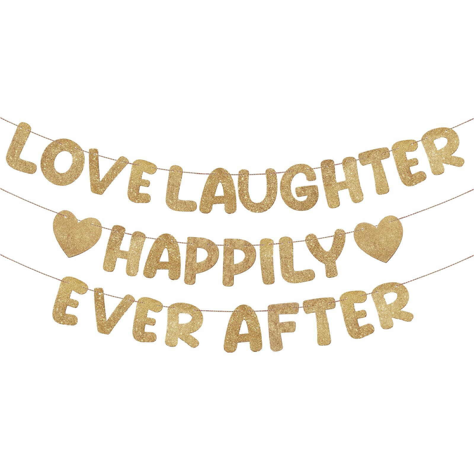 Breling Pre Strung Love Laughter Happily Ever After Banner Glitter Bridal Sho...