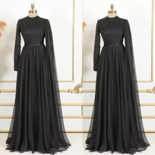 Gothic Black Wedding Dresses Vintage Beading Long Sleeve Scoop Neck Bridal Gown