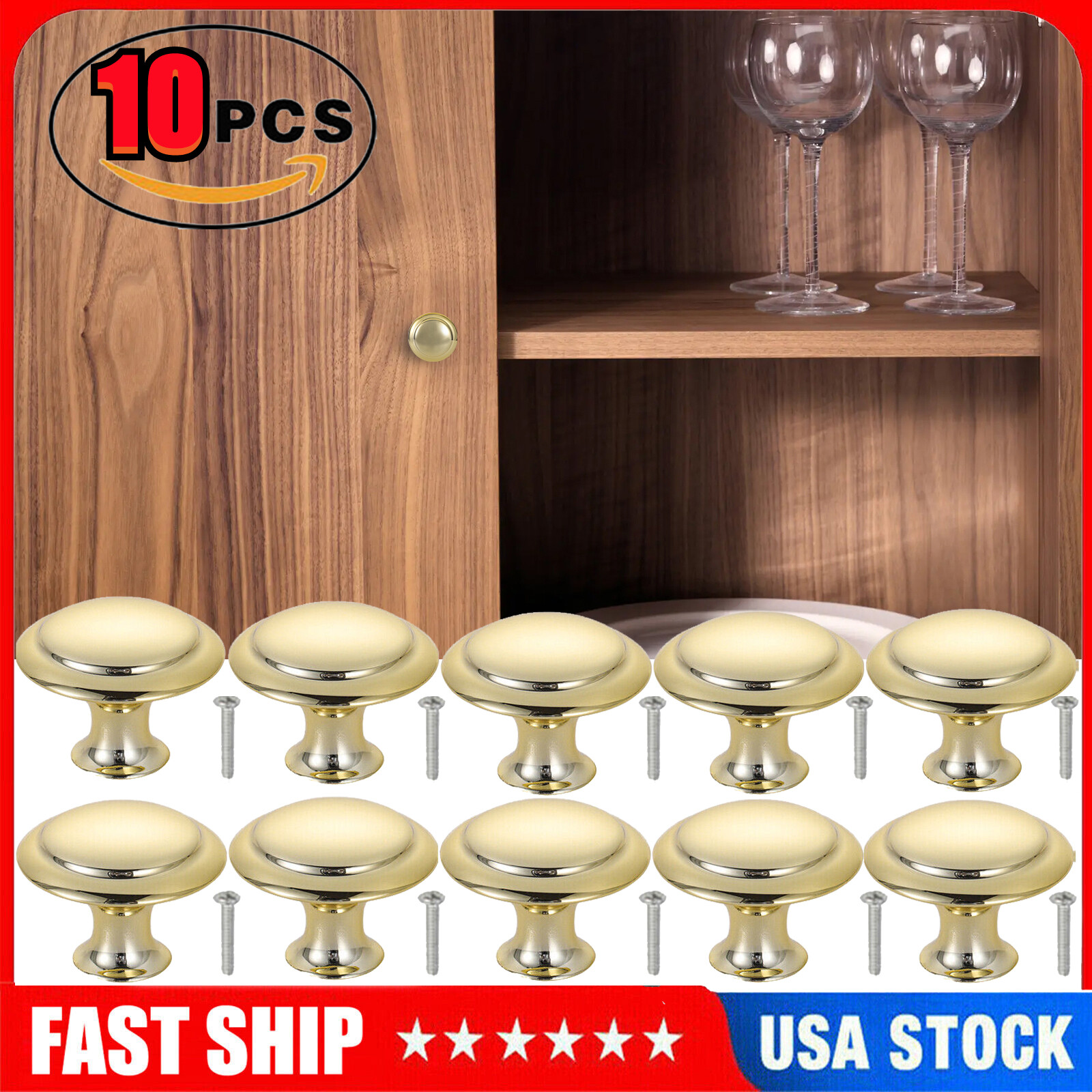 10Pcs Modern Cabinet Knobs for Kitchen Cupboard Drawer Pulls with Screws