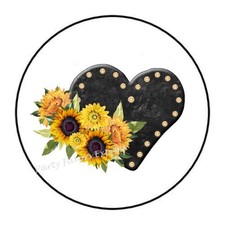 30 SUNFLOWER HEART MARQUEE ENVELOPE SEALS LABELS STICKERS PARTY FAVORS 1.5"