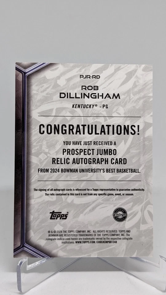 2023-24 Bowman Best U Rob Dillingham Patch Auto Jumbo Relic - Image 2 of 2