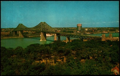 Postcard Montreal Quebec Canada Jacques Cartier Bridge c1950s C18
