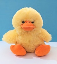 Vintage Chirping Yellow Fluffy Plush Chick