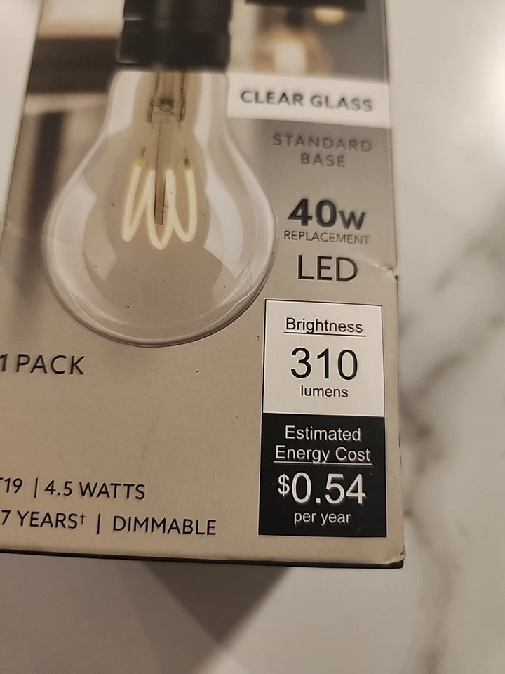 Feit Electric 40-Watt Equivalent A19 Dimmable H Shape Filament Clear Glass E26 V - Image 4 of 4