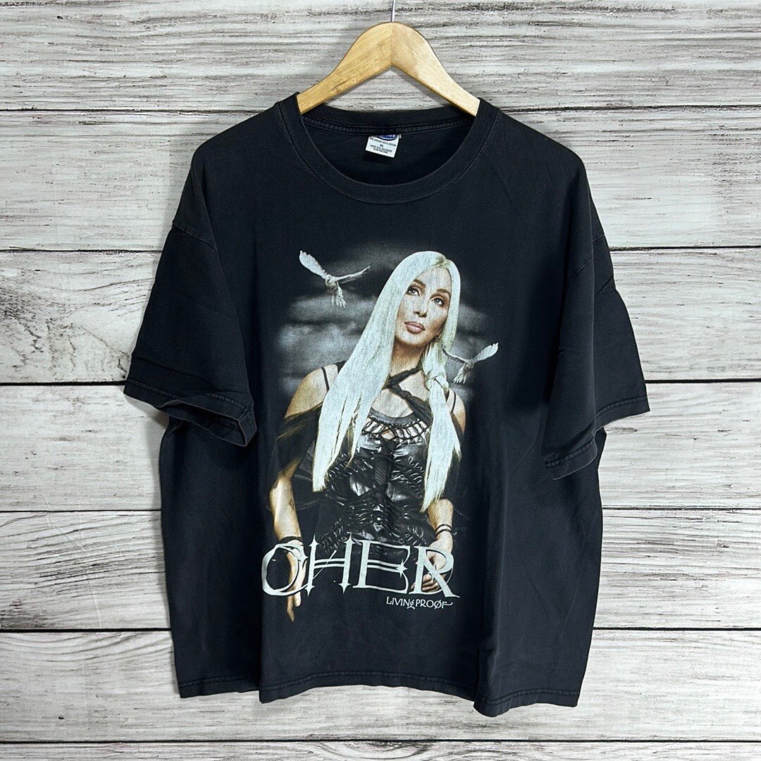 Vintage Y2K Cher Living Proof Farewell Tour 2002 Tee Shirt XL