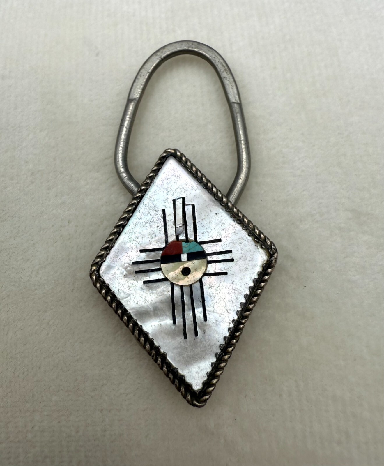 Sterling Silver Inlay Key Chain - image 1