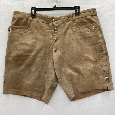 Vintage Alphorn Leather Shorts Women's 58 Brown Western Cowgirl Button Fly Lined