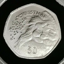 2007 Gibraltar 50p Fifty Pence Coin UNC Christmas Santa Face In Capsule