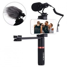 Metal Mini Compact On-Camera Directional Shotgun Mic Kit w/ Accessory Rod Comica