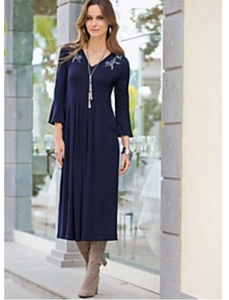navy jersey midi dress