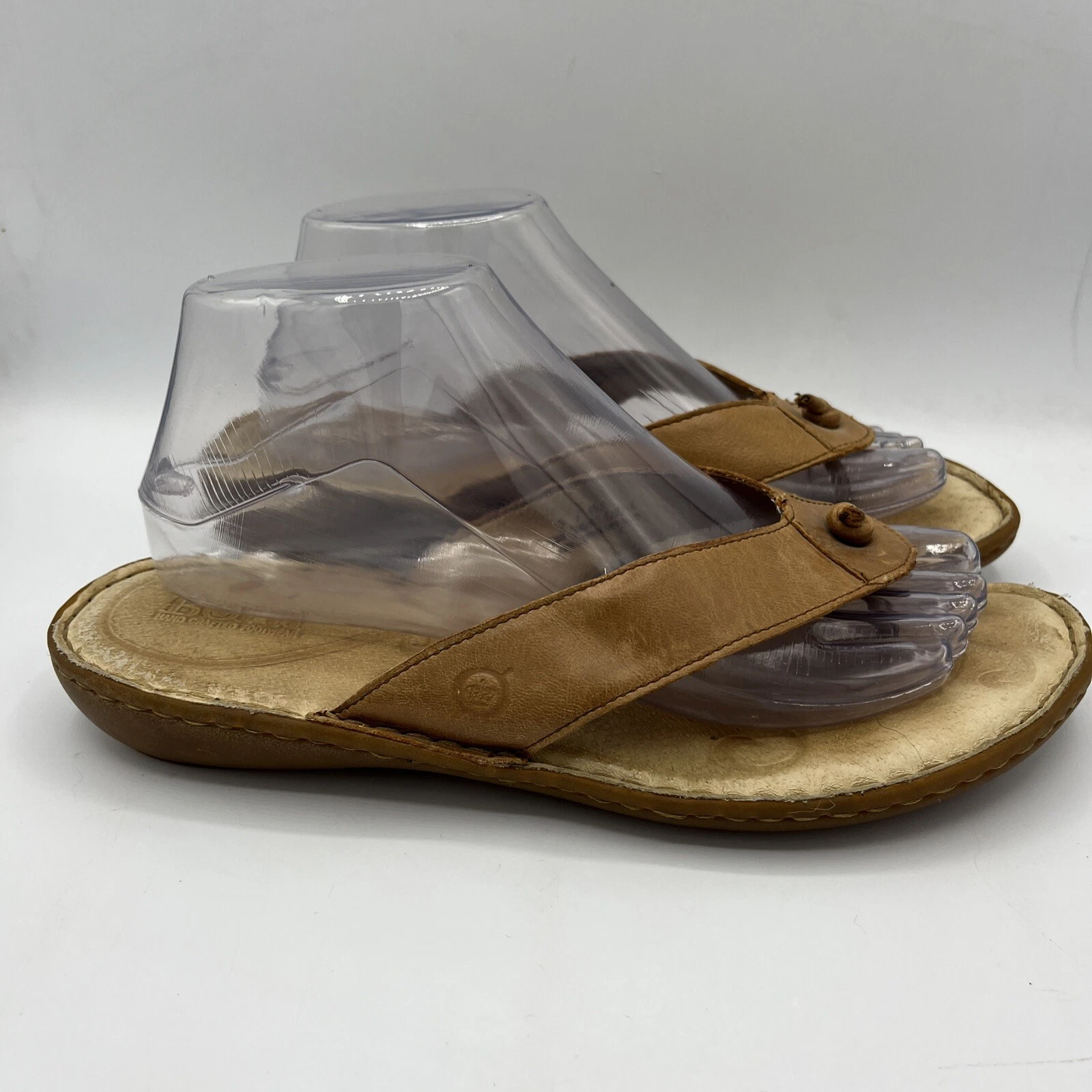 MBT Sandali infradito donna Born beige piatti pelle marrone scarpe slip on 9 M B86802