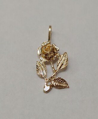  Neu 14k Gelbgold Rosenblume Charm Anhänger 