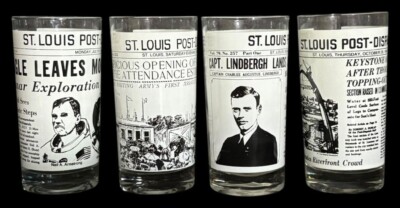 Vintage St. Louis Post-Dispatch Collectible Glasses Set of 4