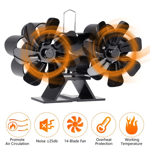 14 Blade Heat Powered Fireplace Fan Non Electric Thermoelectric Wood Stove Fan eBay