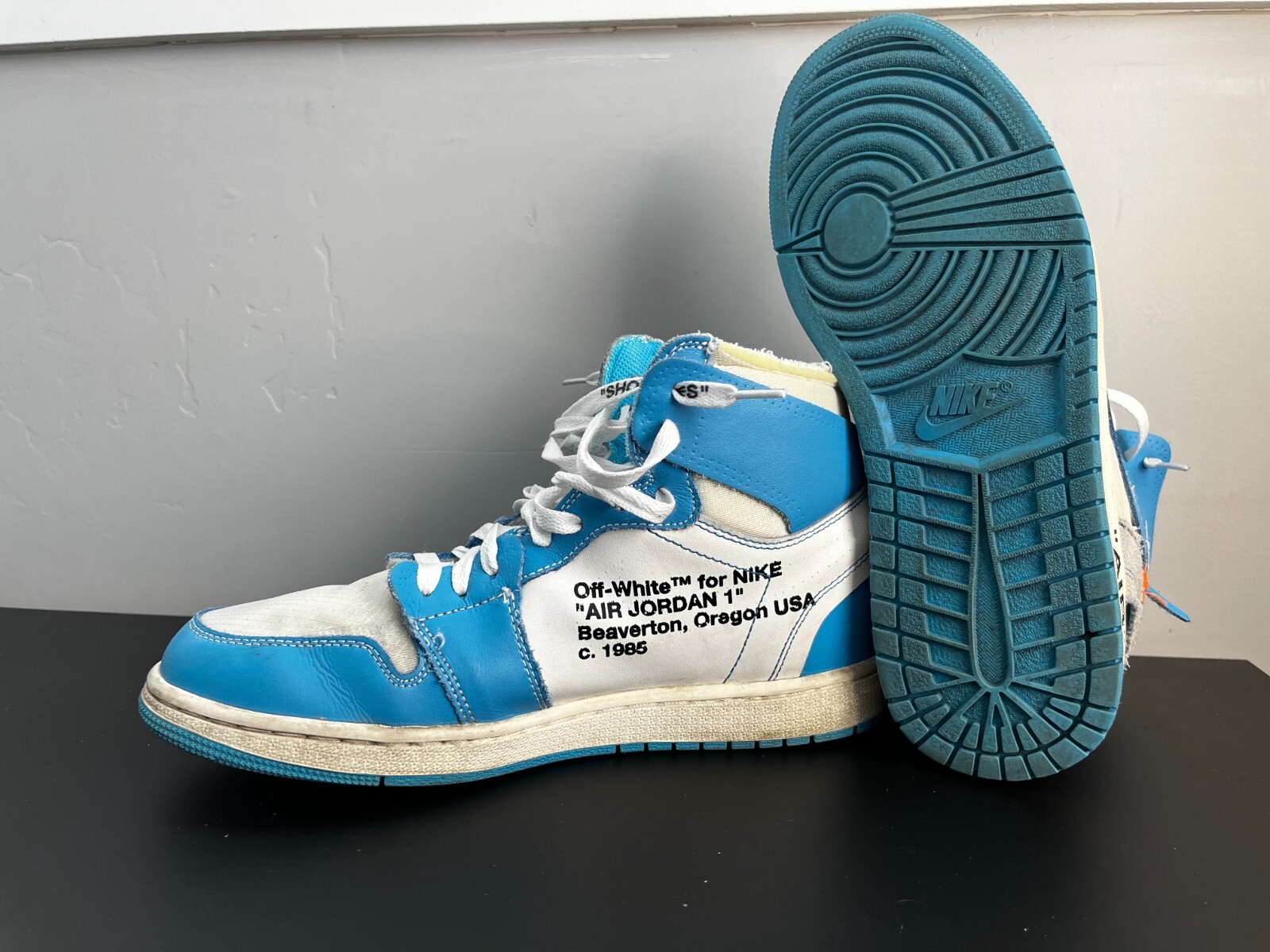 Jordan Off White x Jordan 1 Retro High OG UNC 2018 Size 9 Beaters