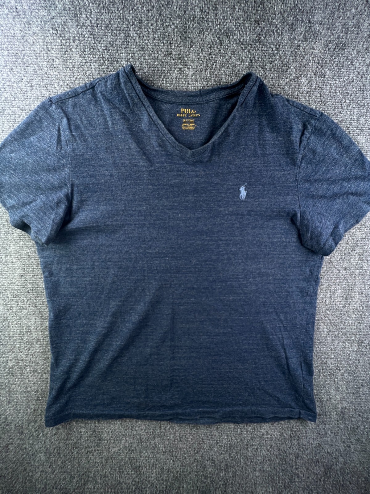 Polo Ralph Lauren unisex maglietta manica corta blu medio scollo a V con logo pony