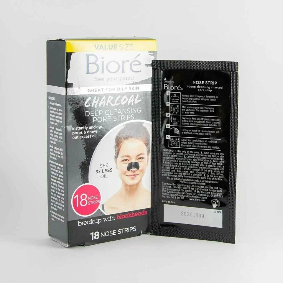 Tiras de carbón limpieza profunda de poros 18 tiras para nariz para eliminación de espinillas  Foto 3 de 3