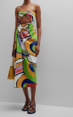 $475 Mara Hoffman Women White Samara Strapless Cutout Midi Dress Size 0