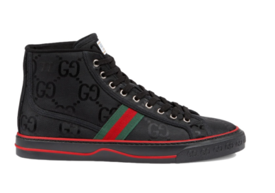GUCCI Tennis 1977 High-top Shoes Men's Black Red 628717 H9H80 1074