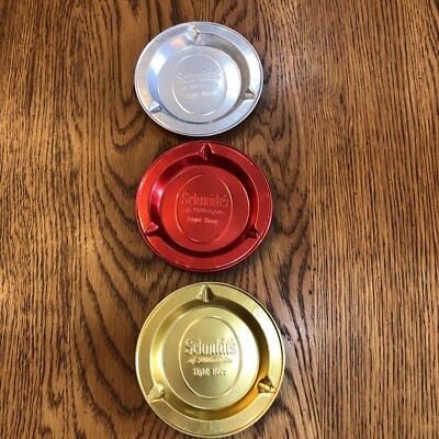 Vintage Schmidt's Of Philadelphia Light Beer Set Of Three Aluminum Tin Ashtray B