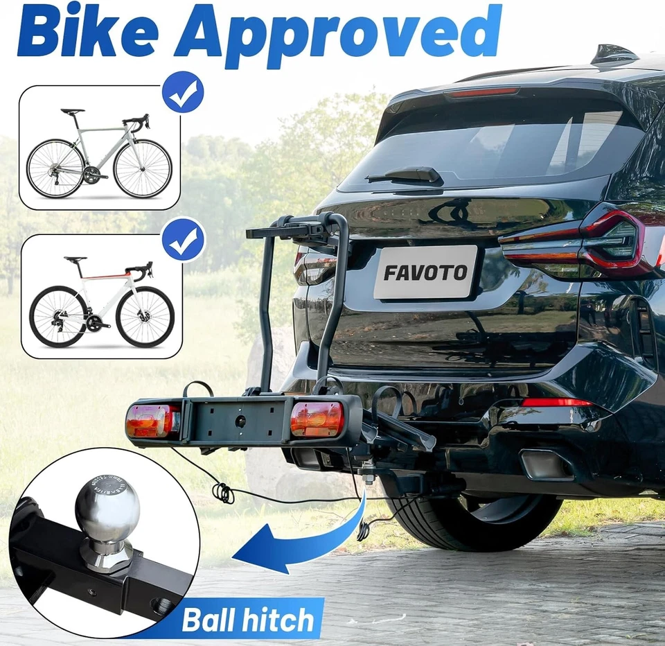 Portabici per Gancio di Traino - Supporto Pieghevole per 2 Biciclette - Immagine 2 di 4