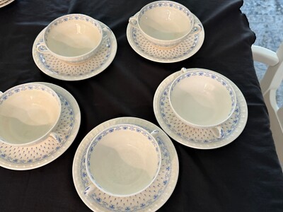 RARE COPELAND SPODE CENTURION ERMINE CREAM SOUP CUPS & SAUCERS 5 AVAILABLE