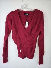 NWT EXPRESS Size XS Women's Rose Red Ribbed Knit Sweater/Shirt/Top
