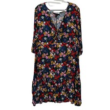 ELOQUII Elements Women's Plus Size Knot Front Floral Print Flounce Dress