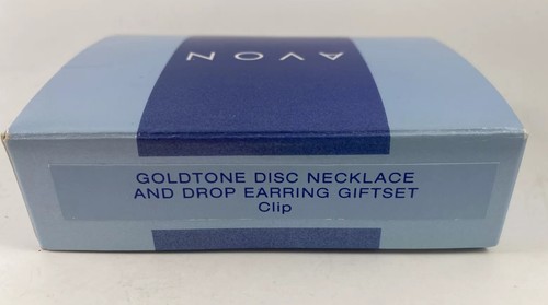 Avon Goldtone Disc Necklace And Drop Earring Giftset Clip On new - Picture 5 of 6