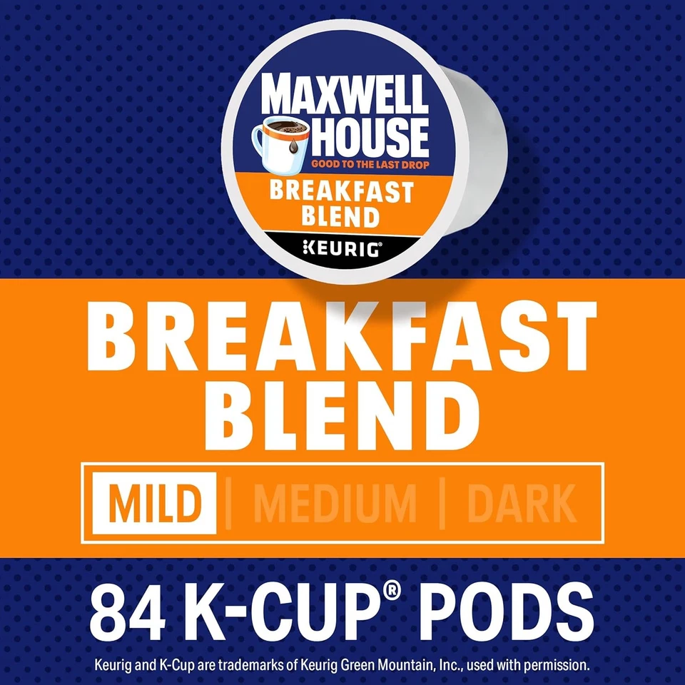 Maxwell House Breakfast Blend Mild Roast K-Cup 咖啡包,84 克拉盒 — 第 2/4 张图片