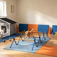 Dog Agility Jump Bars with 3 Adjustable Height Pet Training Hurdles Set Outdoor