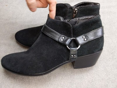 Sam Edelman Boots Womens Size 8 Black Phoenix Suede Ankle Harness Zip Booties