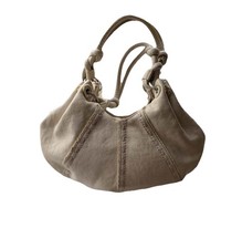 Radley Leather Hobo Shoulder Bag Womens Beige Cream Contrast Stitch Vintage Y2K