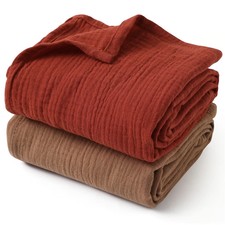 GLLQUEN BABY 2-Pack Muslin Swaddle Blankets Newborn Boys Girls 38x40" Dawn New