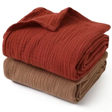 GLLQUEN BABY 2-Pack Muslin Swaddle Blankets Newborn Boys Girls 38x40" Dawn New