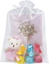 50 Pack White Organza Bags 8X12 inch Large Mesh Bags Drawstring Gift Packing for