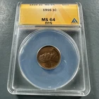 1916 1C Lincoln Cent ANACS MS64 (88062)