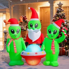 Christmas Inflatables Alien Outdoor Decorations, 5 FT Christmas Blow up Alien Fa