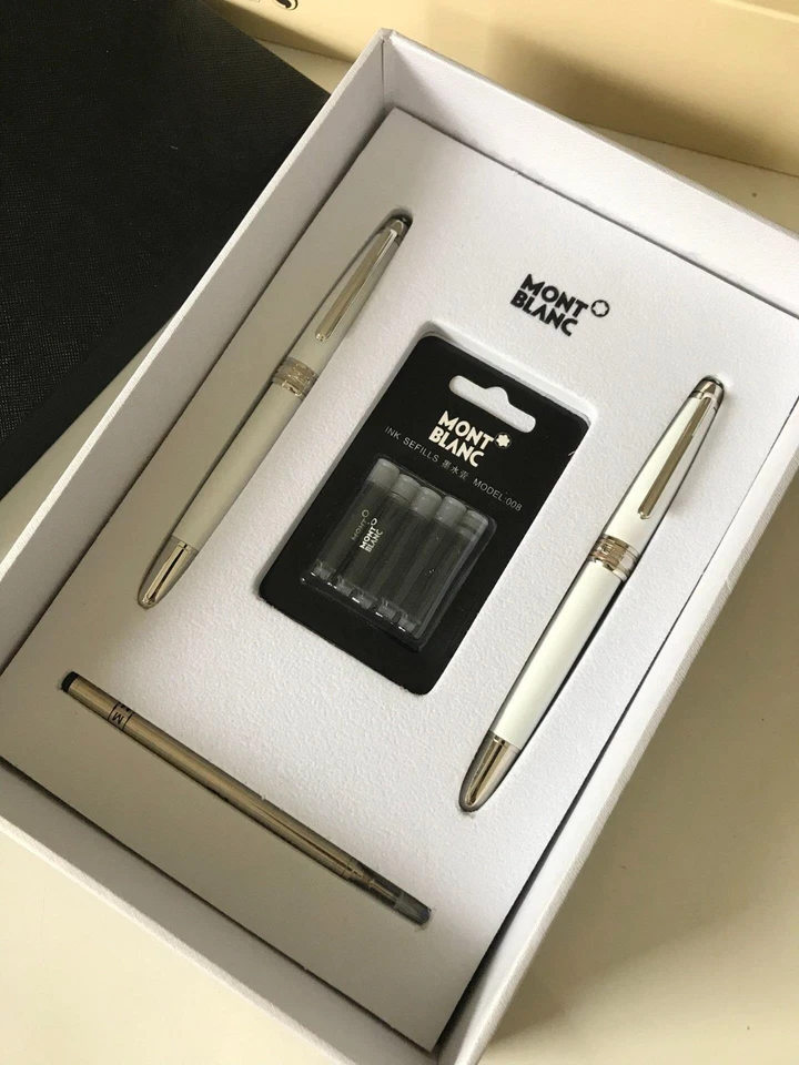 Montblanc Juego de Regalo para Pareja - Lujoso Juego de Bolígrafo y Bolígrafo Blanco Foto 2 de 4