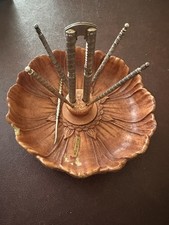 Vintage Florida Souvenir Resin Nut Bowl Set w Nutcracker & 5 Cocktail Picks
