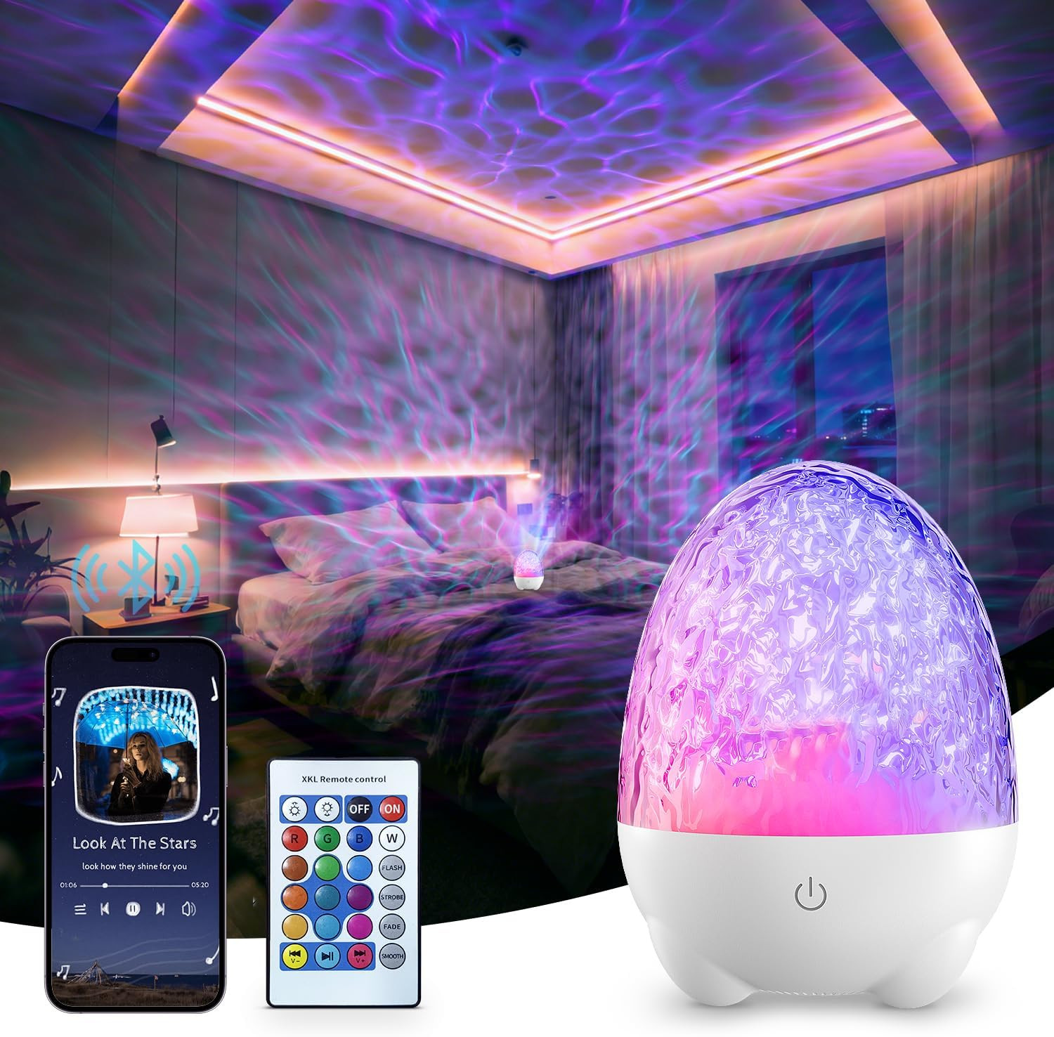Proiettore Stelle Galassia 360° Touch Bluetooth - 12 Effetti Luce LED