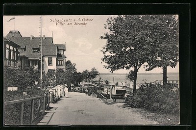 Postcard Scharbeutz on the Baltic Sea, villas on the beach 