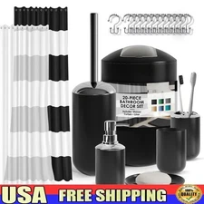 20 Piece Bathroom Accessories Set Shower Curtain Durable Plastic Decor Home Use